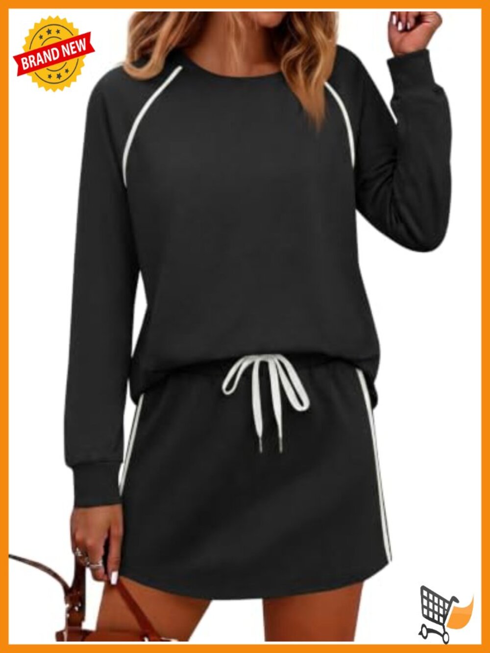 Womens 2 Piece Skirt Set Long Sleeve Tee & Skort Tennis Outfit